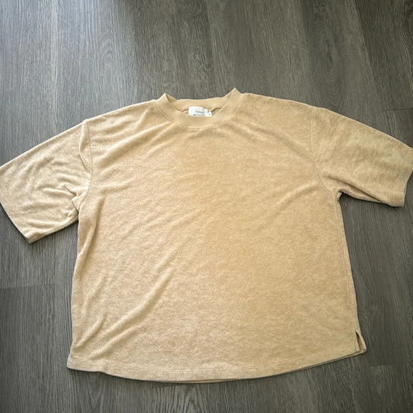 Things Between Terry cloth oversized tee shirt tan size Small - Picture 1 of 5